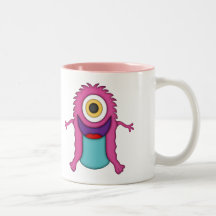 Cute One-Eyed Pink Monster+Personalize Name Coffee Mug