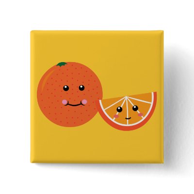 Cute Orange Pinback Buttons by toxiferous