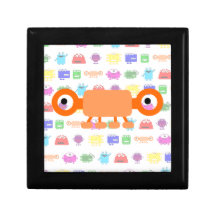 Cute Orange Cartoon Monster Keepsake Box