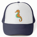 Cute Orange Cartoon Seahorse Trucker Hat