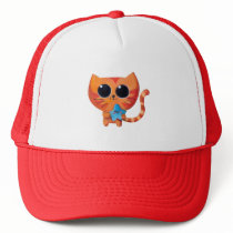 Cute Orange Cat with Star Trucker Hats