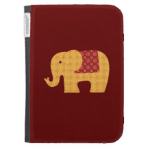 Cute Orange Flower Elephant on Red Case For The Kindle