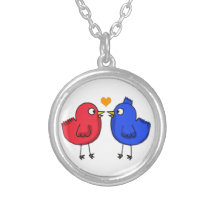 cute orange heart love birds custom jewelry