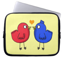 cute orange heart love birds laptop sleeve