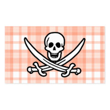 Cute Orange Plaid Jolly Roger Business Cards