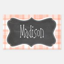 Cute Orange Plaid; Vintage Chalkboard Stickers