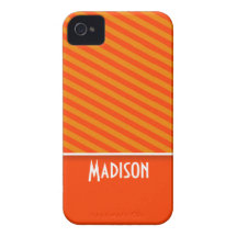 Cute Orange Stripes; Striped iPhone 4 Case-Mate Cases