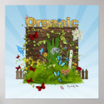 Cute Organic wall poster. Think Green!