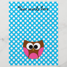 Cute owl blue polka dots flyer design