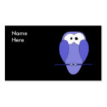Cute Owl Cartoon. Blue. Business Card Template