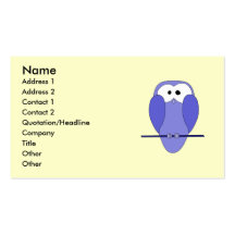 Cute Owl Cartoon. Blue. Business Card Template
