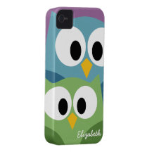 Cute Owl Cartoon eyes with Name - colourful Case-Mate iPhone 4 Cases