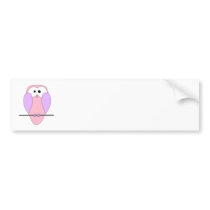 Cute Owl Cartoon. Pink Bumper Stickers