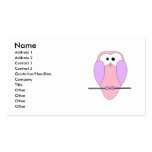 Cute Owl Cartoon. Pink Business Card Templates