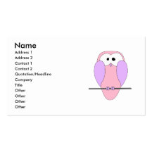 Cute Owl Cartoon. Pink Business Card Templates