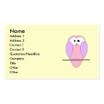 Cute Owl Cartoon. Pink Business Cards