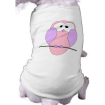 Cute Owl Cartoon. Pink Dog Clothing