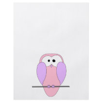 Cute Owl Cartoon. Pink Full Color Flyer