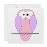 Cute Owl Cartoon. Pink Personalized Invitations