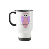 Cute Owl Cartoon. Pink Coffee Mugs