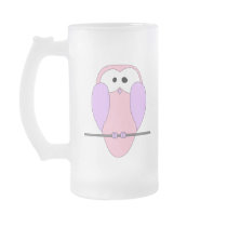 Cute Owl Cartoon. Pink Mugs