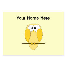 Cute Owl Cartoon. Yellow. Business Card Template