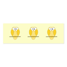 Cute Owl Cartoon. Yellow. Business Card Templates