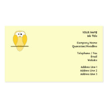 Cute Owl Cartoon. Yellow. Business Cards