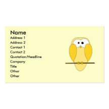 Cute Owl Cartoon. Yellow. Business Cards