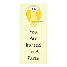 Cute Owl Cartoon. Yellow. Invitation