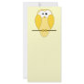 Cute Owl Cartoon. Yellow. Rack Cards