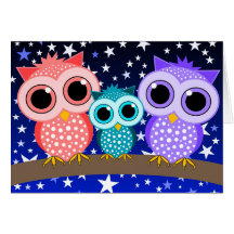 cute owl family card