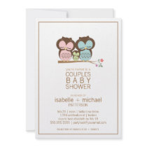 Cute Owl Family Couples Baby Shower Neutral Announcement
