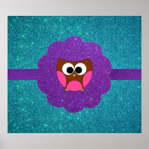 Cute Owl glitter Posters