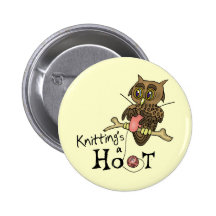 Cute Owl Knitting Button