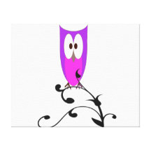 Cute Owl on a Branch Stretched Canvas Prints