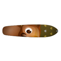 Cute Owl on Brown Heart Pattern Background Custom Skateboard