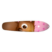 Cute Owl on Pink Heart Pattern Background Custom Skateboard