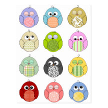 Cute Owl Pattern Postcards