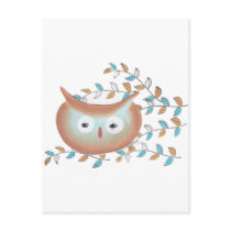 Cute Owl Picture in Brown & Teal Post Cards