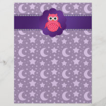 Cute owl purple stars and moons custom flyer