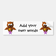 Cute owl with orchid bumper sticker