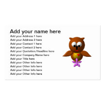 Cute owl with orchid business card templates
