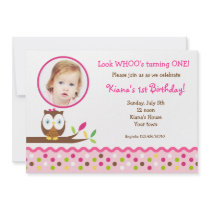 Cute Owl  Woodland Photo  Birthday Invitations