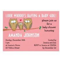 Cute Owls Baby Shower Invitation,Pink Invitations