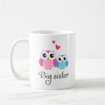 Cute owls big sister little brother cartoon coffee mug