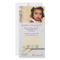 Cute Owls Girls Birthday Party Premium Invite
