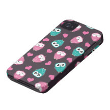 Cute Owls & Hearts iPhone 4 Case