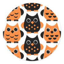Cute Owls say BOO! Round Stickers