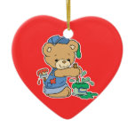Cute Painter Bear Christmas Tree Ornament